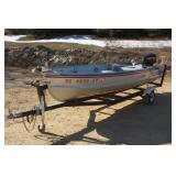 1984 ALUMACRAFT 14FT BOAT WITH TRAILER & MERCURY