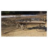 VINTAGE RAILROAD BAGGAGE CART WITH STEEL WHEELS