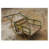 VINTAGE MILK CAN CART WITH STEEL WHEELS