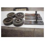 (3) BATWING MOWER BLADES WITH BOLTS (UNUSED) & (4)
