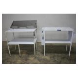 (2) STEEL FRAME TABLES WITH THICK POLY TOPS AND