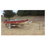 1961 MIRR 14FT ALUMINUM BOAT WITH MOTOR & TRAILER
