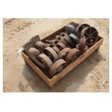 LOT OF CASTERS AND STEEL WHEELS