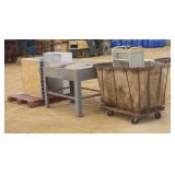 STEEL FRAME BENCH, CLOTH LINEN CART, METAL SHELF