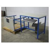 (2) STEEL FRAME TABLES WITH WOODEN TOPS