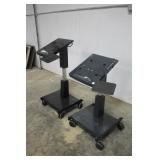 (2) ADJUSTABLE HEIGHT COMPUTER STANDS ON WHEELS