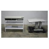 (1) STEEL FRAME TABLE WITH POLY SHELVES & (1)