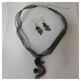 Glass Seahorse 16" Necklace With Matching Earrings