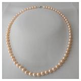 Light Pink Pearl Necklace, 20"