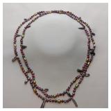 Long Multi-colored Pearl Necklace, 60"