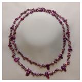 Long Pink Pearl Necklace, 50"