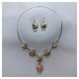 Freshwater Pearl Necklace And Earrings Set, 18"