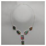 Dichroic Glass Necklace, 22"
