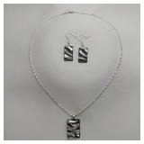 Dichroic Glass Necklace And Earrings Set, 20"