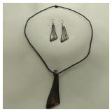 Dichroic Glass Necklace And Earrings Set, 18"