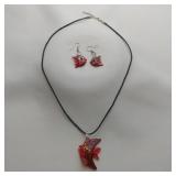 Fish Dichroic Glass Necklace And Earrings Set