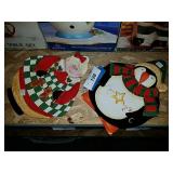 3 Christmas Mugs And 2 Matching Plates
