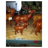 leather moose figurines - 1 large, 1 small