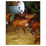 leather moose figurines - 1 large, 2 small
