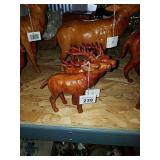 leather moose figurines - 1 large, 2 small