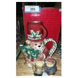 Christmas Bear Teapot For One With Bear Salt &