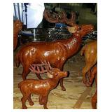 Leather Moose Figurines - 1 Large, 1 Small
