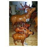 Leather Moose Figurines - 2 Large, 2 Small