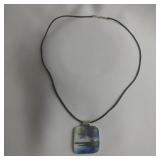Waterside Tree Dichoric Glass Pendant On Braided