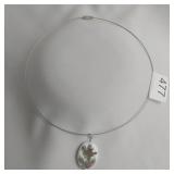 Bird Pendant On Silver Metal Cable Necklace