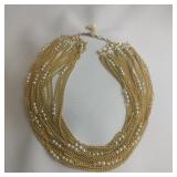 Multi-strand Gold-colored Chain And Faux Pearl