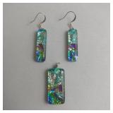 Teal And Purple Dichoric Glass Pendant And