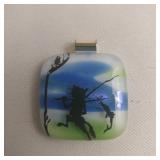 Fishing Child Dichoric Glass Pendant