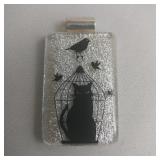 Cat And Bird Dichoric Glass Pendant