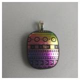 Black With Design Dichoric Glass Pendant