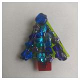 Christmas Tree Dichroic Glass Brooch