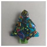 Christmas Tree Dichroic Glass Brooch