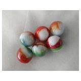 Orange, Green And White Swirled Marbles