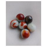 Orange, Brown And White Swirled Marbles