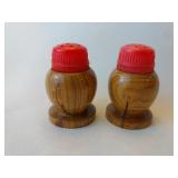Vintage Sage Wood Salt & Pepper Shakers,