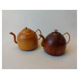 Vintage Wood Salt And Pepper Shakers, Teapot