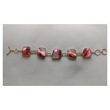 Pink Freshwater Pearl Bracelet, .925 Silver