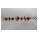 Red Stone And Glass Bracelet