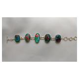 Multi-color Dichroic Glass Bracelet, .925 Silver