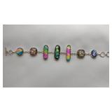 Multi-color Dichroic Glass Bracelet, .925 Silver
