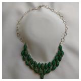 Green Design Necklace, 22", .925 Silver