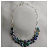 Black & Multi-color Dichroic Glass Necklace,