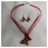 Butterfly Dichroic Glass Necklace With