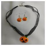 Jack-o-lantern Dichroic Glass Necklace