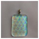 Iridescent Pink & Teal Dichroic Glass Pendant