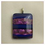 Purple With Blue Stripes Dichroic Glass Pendant